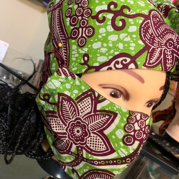 African Style Cloth Face Mask and Headgear - Picture 2 of 3